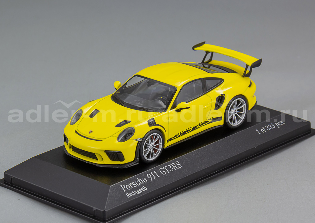 MINICHAMPS 1:43 Porsche 911 (991 II) GT3 RS - 2018 (racing yellow / silver rims) 413067050