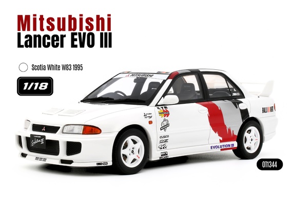 OTTO MOBILE 1:18 Mitsubishi Lancer EVO III - 1995 (white) OT1344