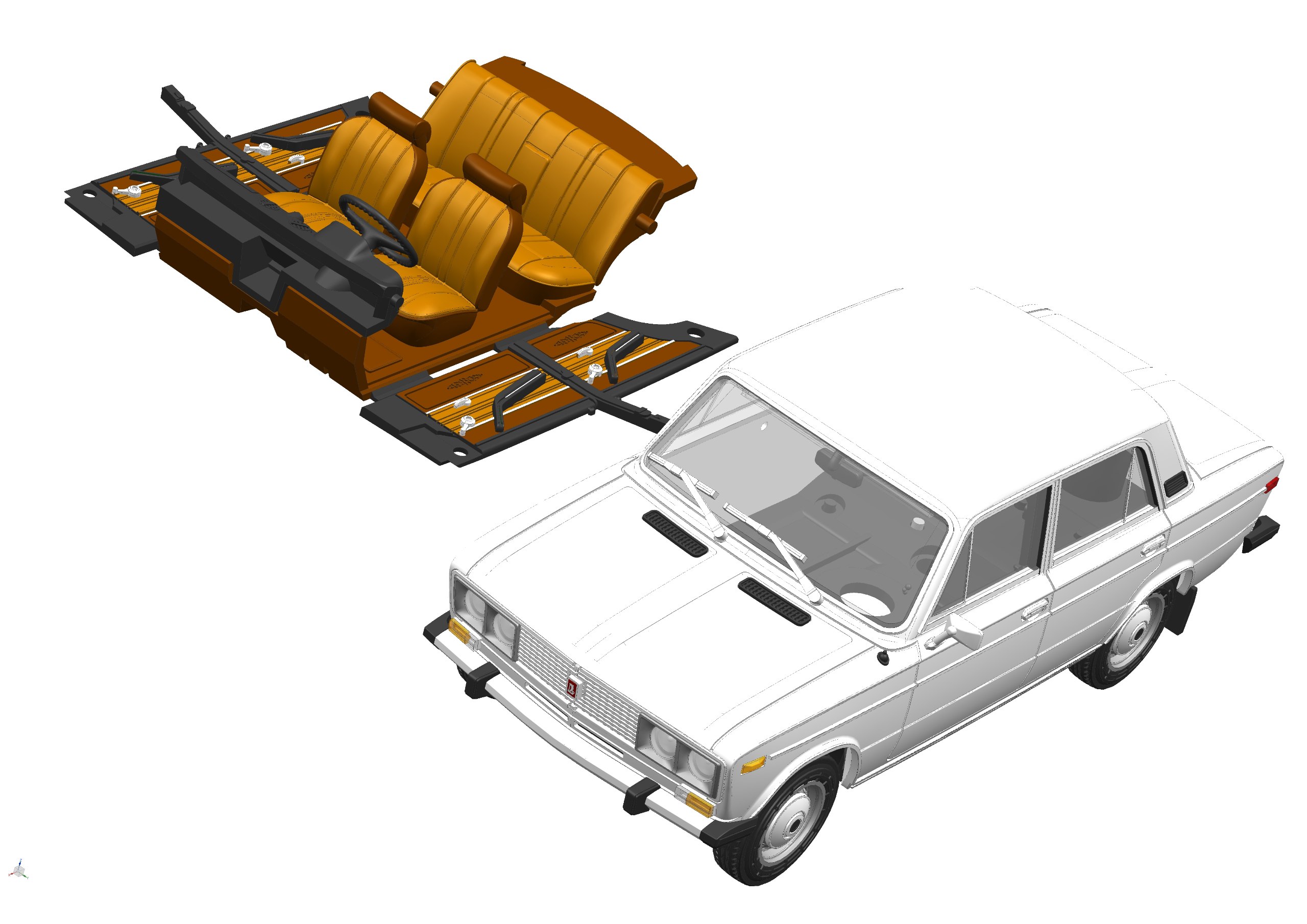EVR-mini 1:43 Советский автомобиль 2106 (1977) (серо-белый 233) EVRM0643-03
