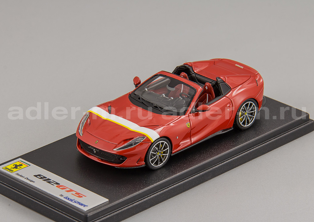 LOOKSMART 1:43 Ferrari 812 GTS (Rosso Corsa with White/Yellow Livery) LS516K