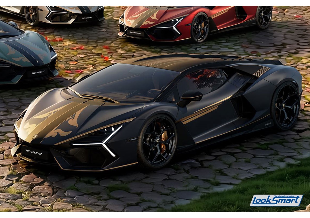 LOOKSMART 1:43 Lamborghini Revuelto Impavido (Grigio Crater / Livery Nero Nemesis / Bronzo Serse) LS543IMA