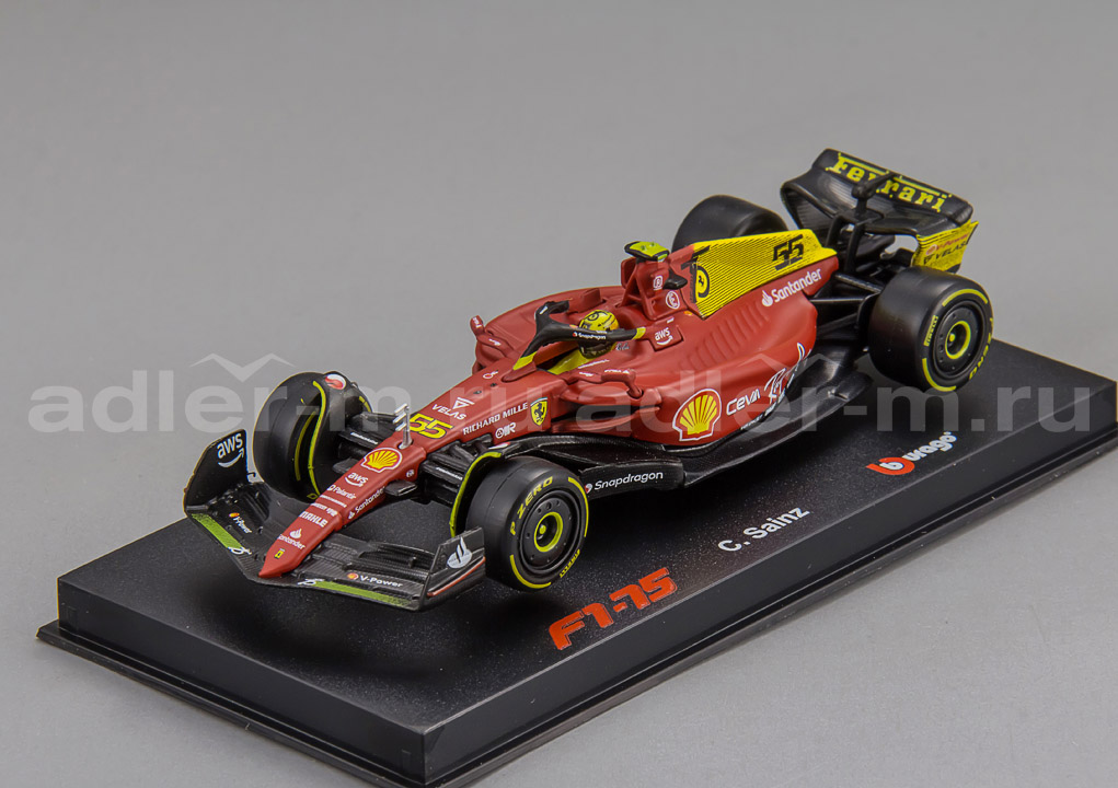 BBURAGO 1:43 Ferrari F1-75 Scuderia Ferrari #55 4nd Monza GP Italy 2022 C. Sainz (с фигуркой и боксом) BU36831SA-MONZA