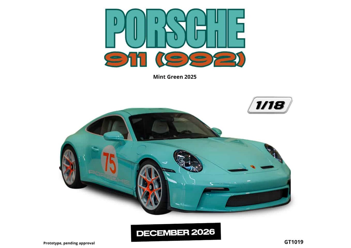 GT SPIRIT 1:18 Porsche 911 (992) - 2025 (mint green) GT1019