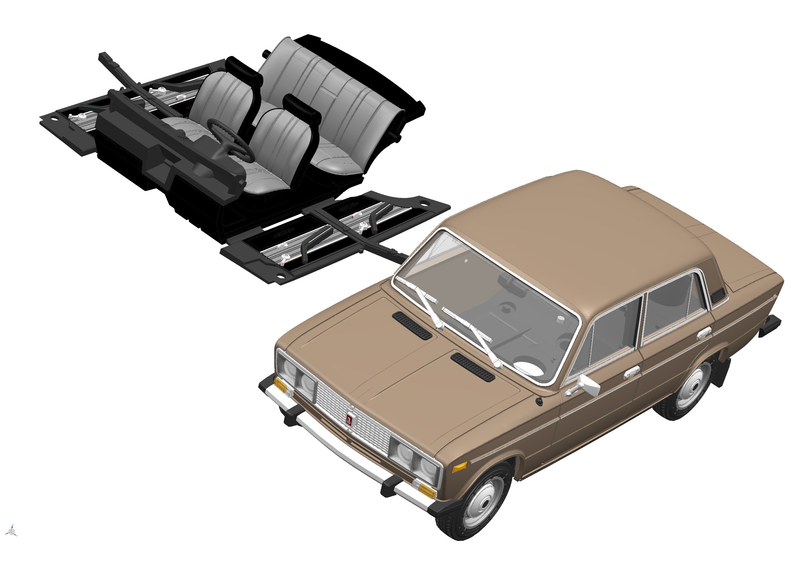 EVR-mini 1:43 Советский автомобиль 2106 (1983) (темно-бежевый 509) EVRM0643-06