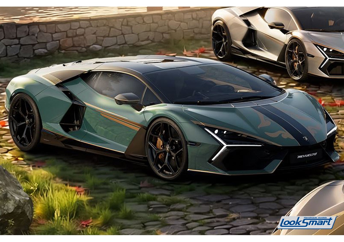 LOOKSMART 1:43 Lamborghini Revuelto Impavido (Verde Campus / Livery Nero Noctis / Bronzo Oreadi) LS543IMC