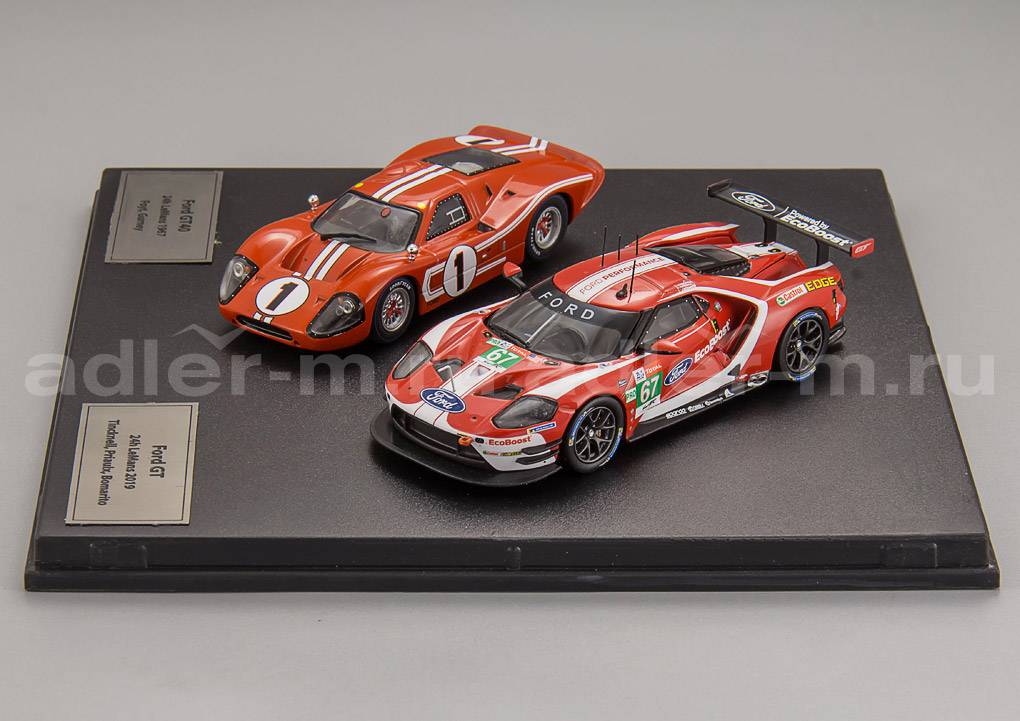 IXO 1:43 2-Car Set 24h LeMans: Ford GT40 #1 1967 & Ford GT #67 2019 SP-FGT-43003-SET2
