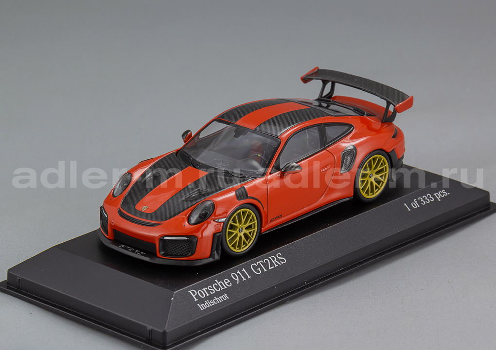 MINICHAMPS 1:43 Porsche 911 (991 II) GT2 RS Weissach-Paket - 2018 (indian red / golden rims) 413067291