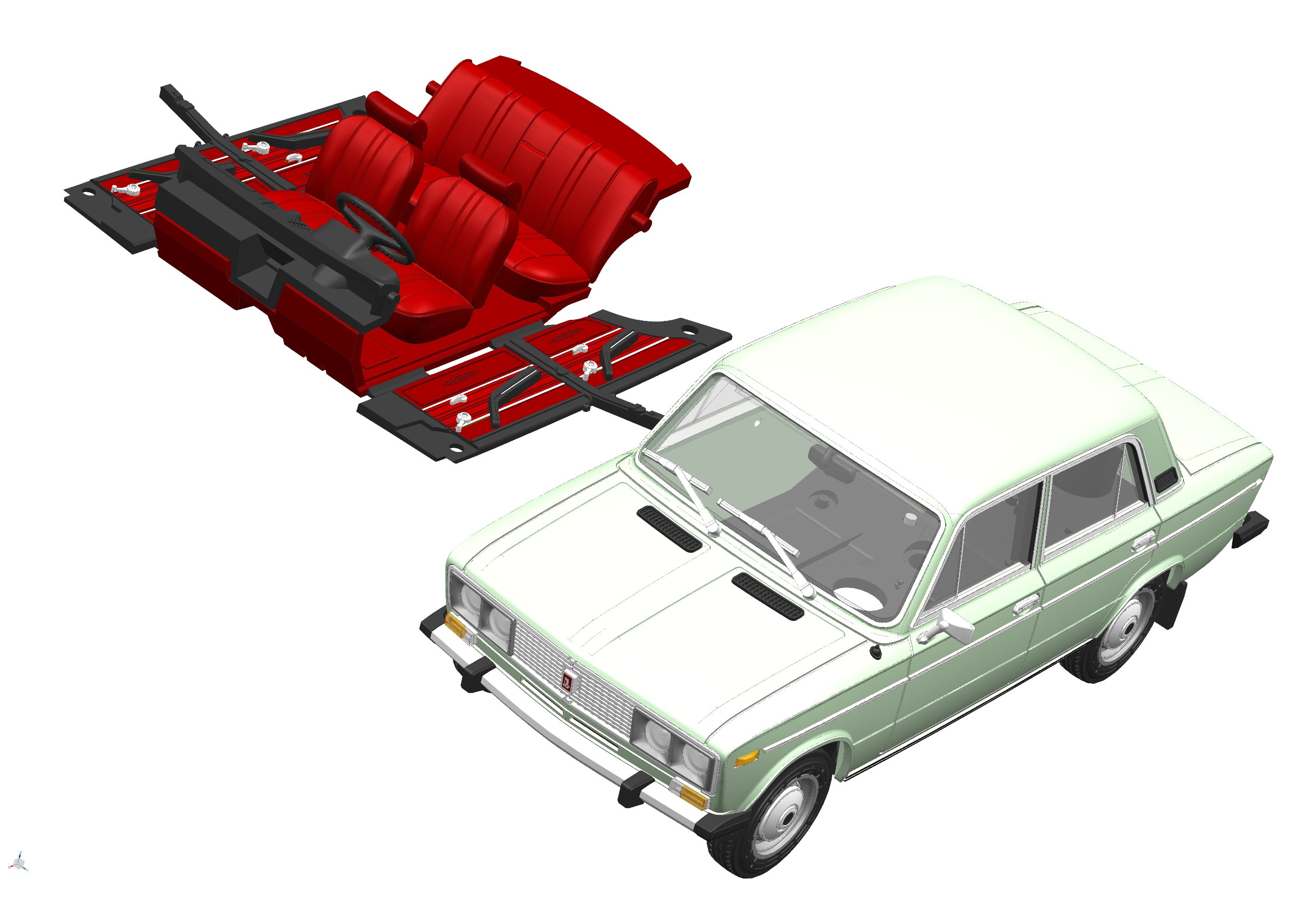 EVR-mini 1:43 Советский автомобиль 2106 (1987) (сероввато-зеленый 373) EVRM0643-05