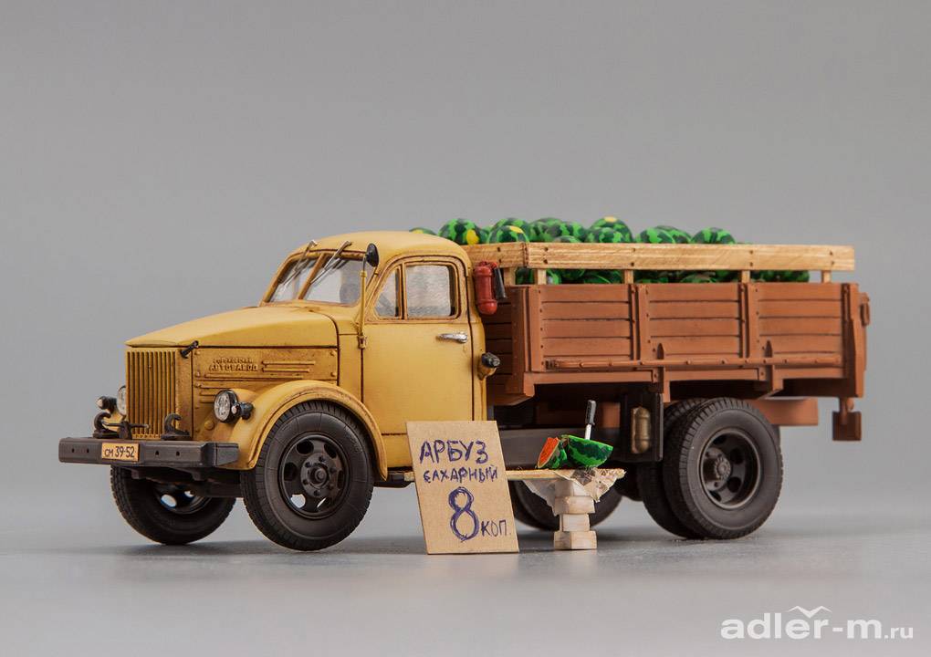 САРЛАБ 1:43 Горьковский автомобиль 51 бортовой, кузов полный арбузов, серия "Урожай" единичный выпуск SL-36S3