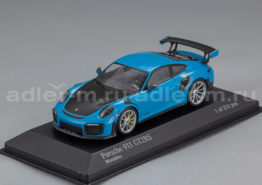 MINICHAMPS 1:43 Porsche 911 (991 II) GT2 RS Weissach Package (Miami blue / silver rims) 413067275