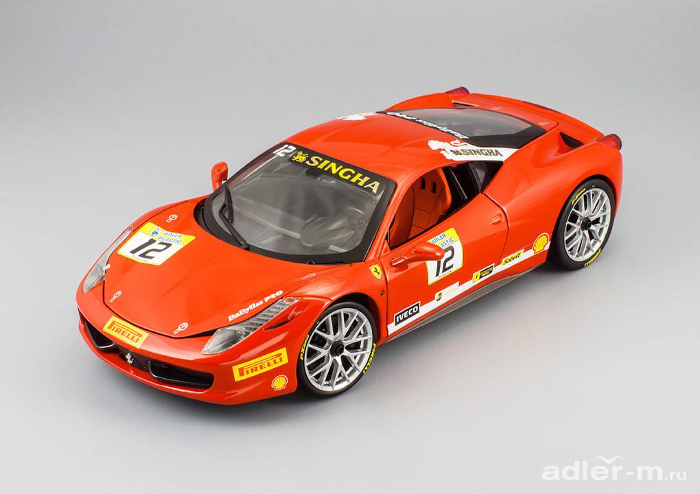 HOT WHEELS 1:18 Ferrari 458 Italia Challenge #12 (red) BCT89
