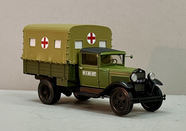 САРЛАБ 1:43 АА, бортовой с тентом, санитарный (зеленый/хаки) SL-300-5