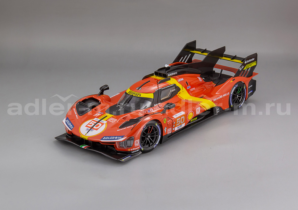 BBURAGO 1:18 Ferrari 499P 3.0L Turbo V6 Team Ferrari AF Corse #50 5th LeMans 2023 Fuoco - Molina - Nielsen BU16301-50