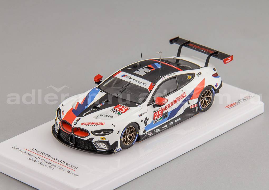 TRUESCALE MINIATURES 1:43 BMW M8 GTLM #25 IMSA Michelin GT Challenge Class Winner - 2018 TSM430442
