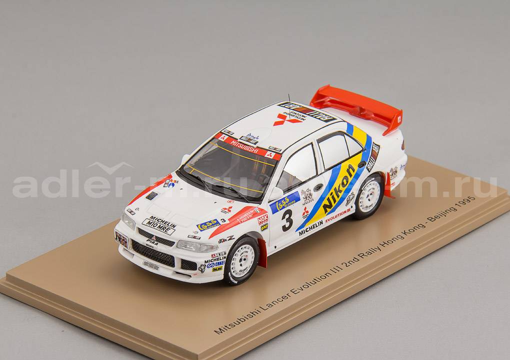 SPARK 1:43 Mitsubishi Lancer Evolution Ⅲ #3 2nd Rally Hong Kong – Beijing 1995 Ari Vatanen - Fabrizia Pons S6520