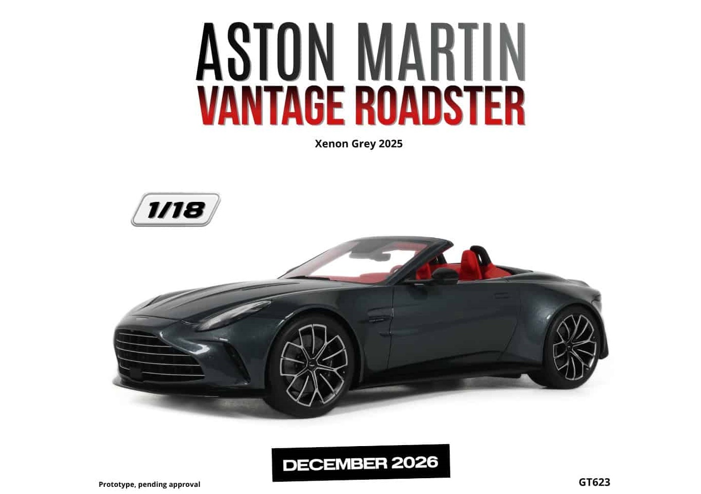 GT SPIRIT 1:18 Aston Martin Vantage Roadster - 2025 (xenon grey) GT623