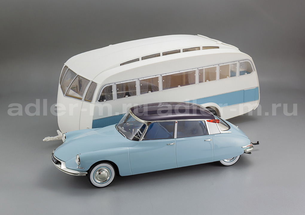 NOREV 1:18 Citroen DS 19 1959 + Caravane Hénon (blue / violet / white) 181760